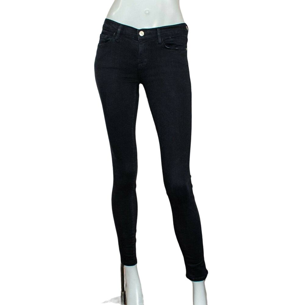 FRAME Denim Women's Le Skinny de Jeanne Jeans in Black Film Noir Size 25